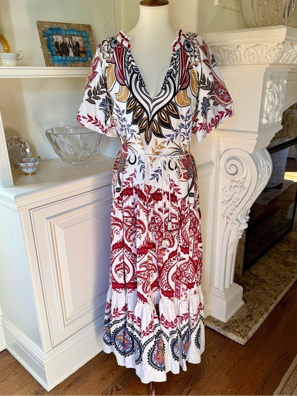 Farm Rio Tropical Boho Glam V neck Floral Maxi Dress Size: M retail $330 EUC - Picture 7 of 10
